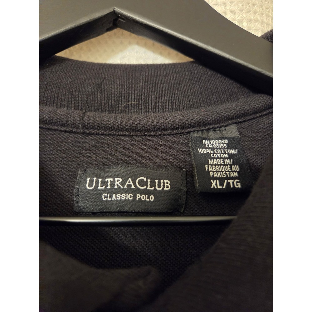 UltraClub Classic Polo Shirt Mens XL Extra Large Black‎ Pocket Casual